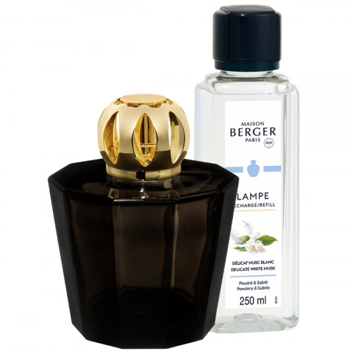 (Gift)set Geurlamp - Black crystal + parfum délicat musc blanc