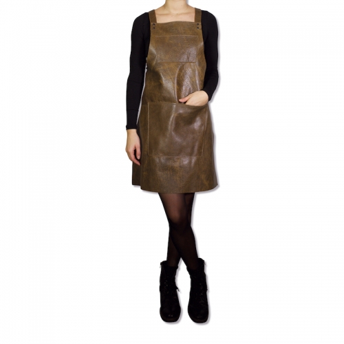Schort met bretels - Vintage bruin