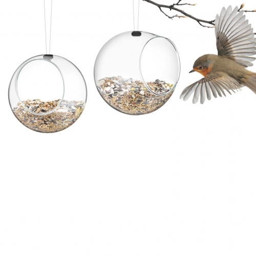 Set van 2 mini glazen vogelvoeder bollen
