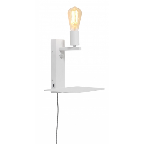 Florence wandlamp met legplankje en usb aansluiting - Wit