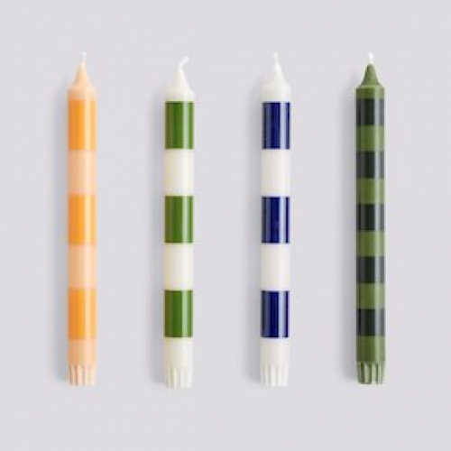 Stripe candle - greens - set v 4