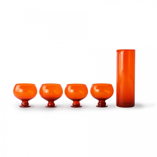 Set de verres orange funky avec carafe