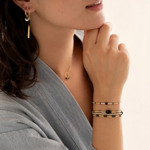 Armbandje met boodschap - Zwarte onyx