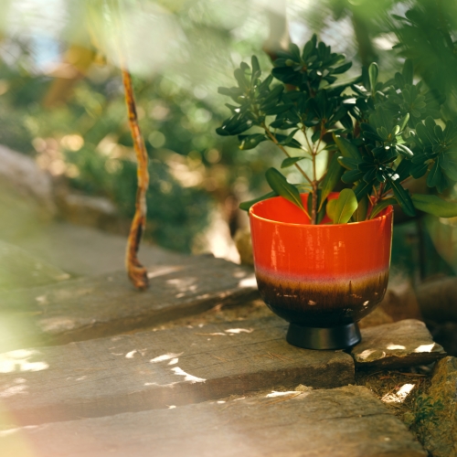 Retro bloempot - cherry red &nbsp;